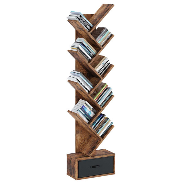 Millwood Pines Todi 58.7'' H x 14.96'' W Geometric Bookcase with Bins